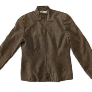 Amanda Smith Collarless Faux Suede Jacket Brown Size 8